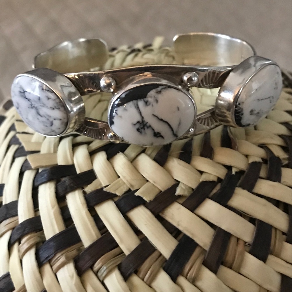 SOLD Sterling White Buffalo Turquoise Bracelet